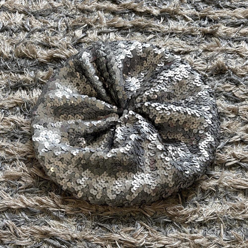 Silver Sequin Beret Hat